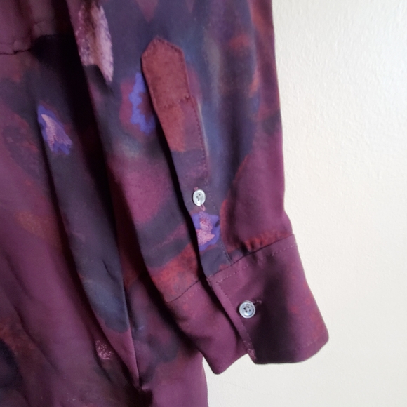 Aritzia Wilfred Silk Bossut Shirt Dress Burgandy Limited Edition in Floral XS - Picture 9 of 12